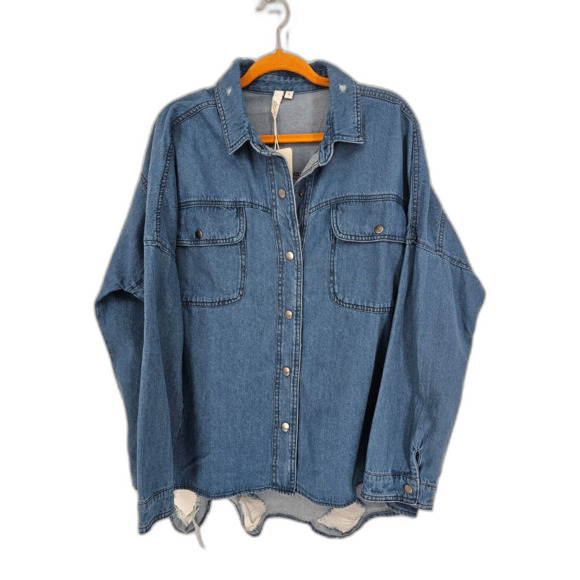 Elan Rock & Roll NWT Women's Distressed Denim Jacket Small - Picture 2 of 15